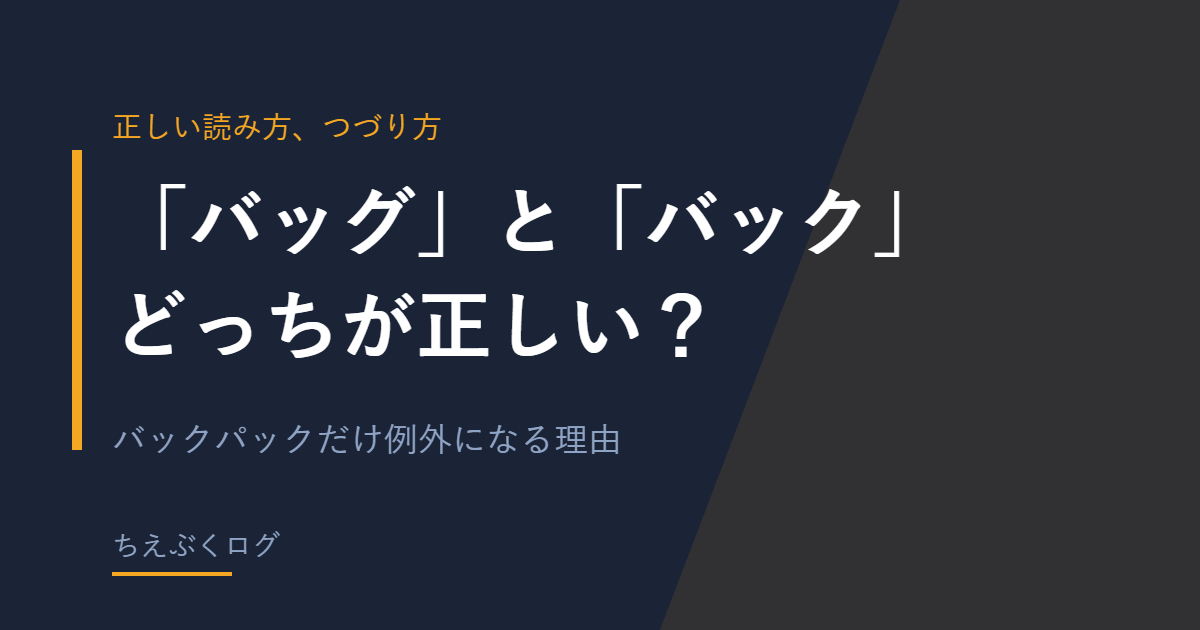 「バッグ」と「バック」どちらが正しいかを解説する記事のアイキャッチ